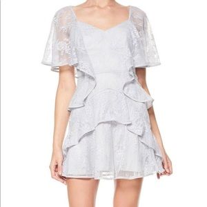 Gray/blue lace mini dress